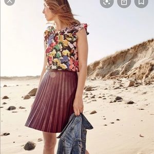 Pleated J Crew Vegan Leather Skirt Sz 12